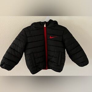 18 month baby boy nike puffer winter coat black and red